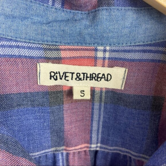 Madewell Rivet & Thread Harvey Plaid Popover Shirt Size Small Cotton Pink Blue S - Picture 5 of 14